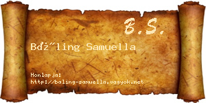 Báling Samuella névjegykártya